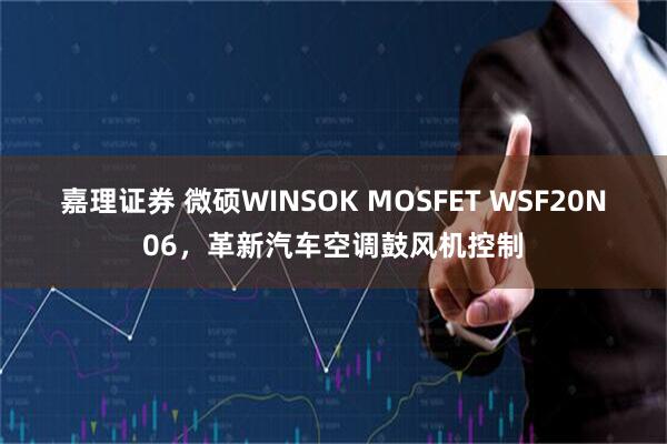 嘉理证券 微硕WINSOK MOSFET WSF20N06，革新汽车空调鼓风机控制